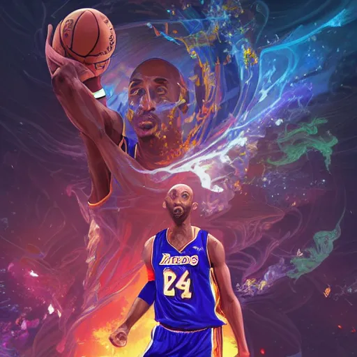 Prompt: the second coming of kobe bryant, by dan mumford, yusuke murata, makoto shinkai, ross tran, cosmic, heavenly, god rays, intricate detail, cinematic, 8 k, cel shaded, unreal engine, featured on artstation, pixiv