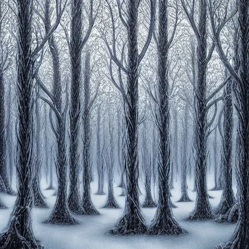 Image similar to Ice forest. Highly Detailed. By Jeffrey Smith