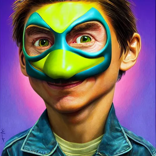 Image similar to Tom Cruise as The Mask, pixar cute, highly detailed, sharp focus, digital painting, artwork by Jeremiah Ketner + Mati Klarwein + Fintan Magee + Chris Mars