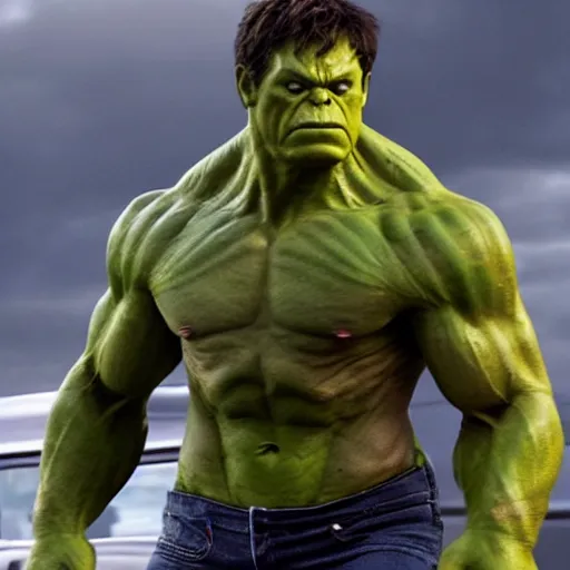 Prompt: Tom Holland as The Hulk