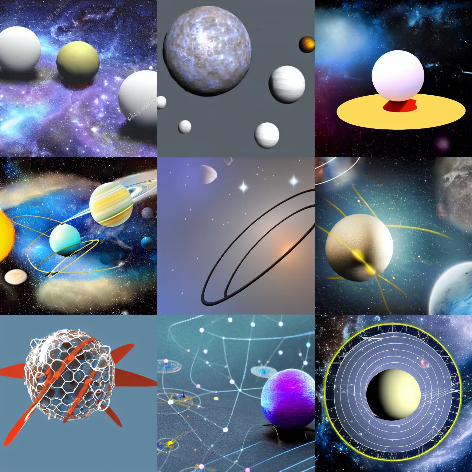 Prompt: model of atom, space background