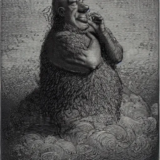 Prompt: Homer Simpson by Gustave Doré