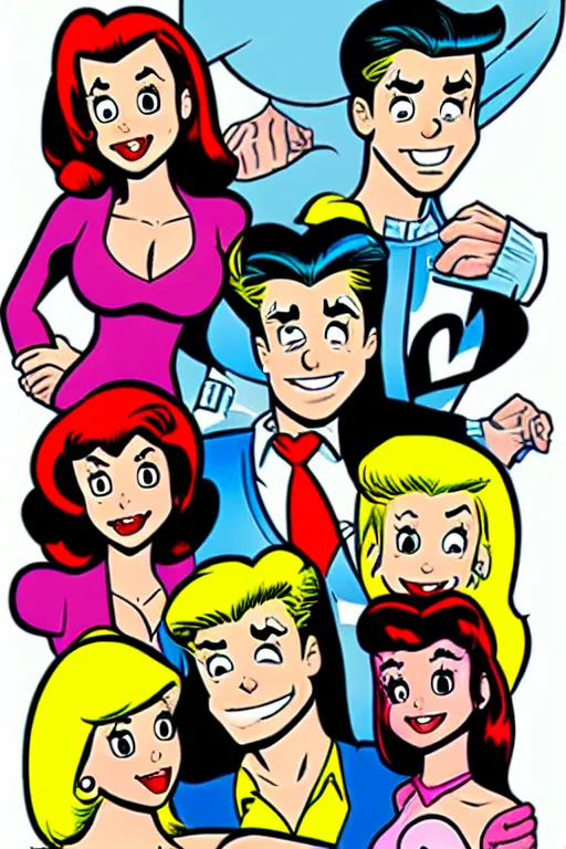 Image similar to archie comics, in the style of dan decarlo, as drawn by dan decarlo for archie comics,