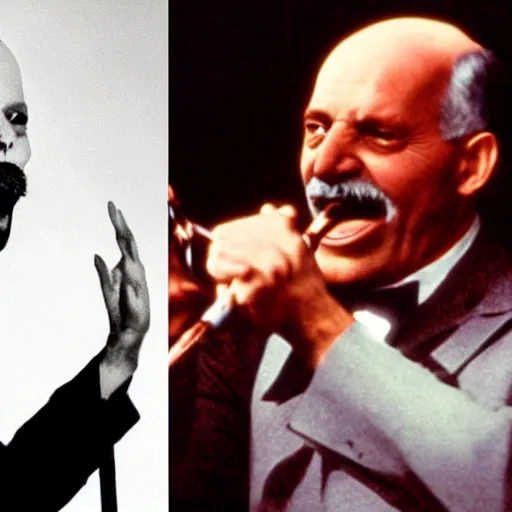 Image similar to Sigmund Freud singing like Freddie Mercury