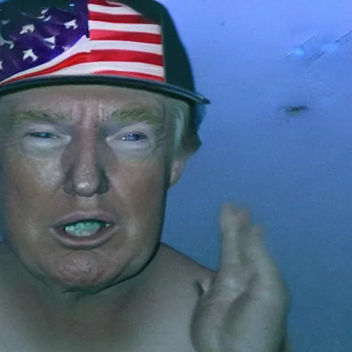 Image similar to dark footage of donald trump at the bottom of the ocean