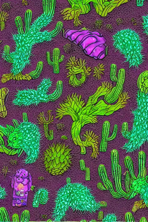 Image similar to creature sushi roots cactus elemental flush of force nature micro world fluo light deepdream