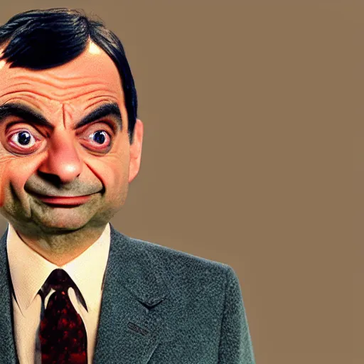 Prompt: mr bean as a baked bean