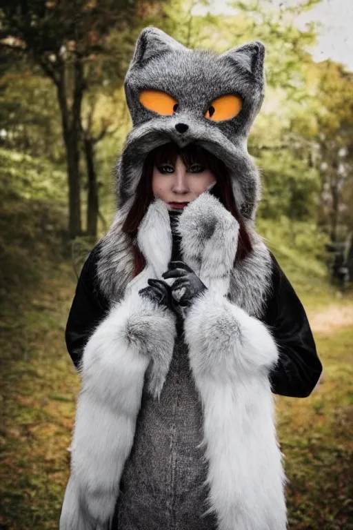 Prompt: anthropomorphic medieval fox with a fluffy tail, fursuit, cosplay, warm light, trending on instagram, photography