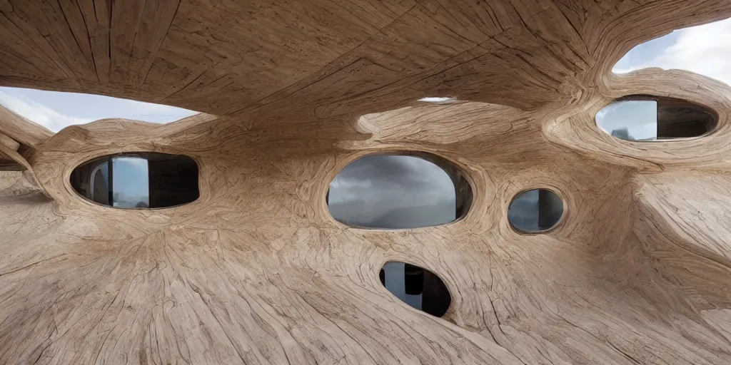 Image similar to futuristic architect house made from deconstucted wood and mirrors, iceland landscape photography, by lurie belegurschi and gunnar freyr