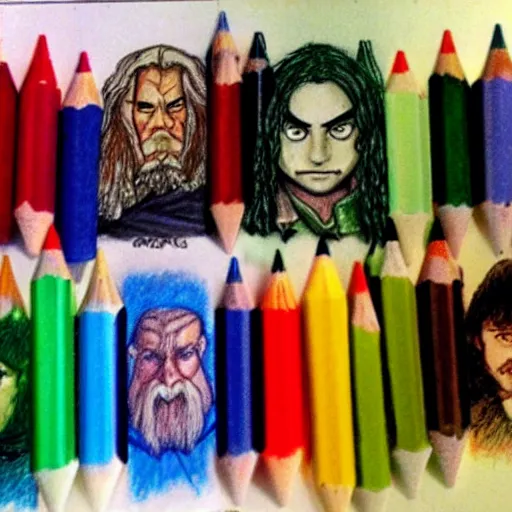 Image similar to Lord of the rings drawn with crayons by a 5 year old