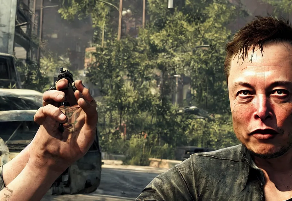 Image similar to elon musk in the last of us, elon musk in the video game in the last of us, gameplay screenshot, close up, 3 d rendering. unreal engine. amazing likeness. very detailed.