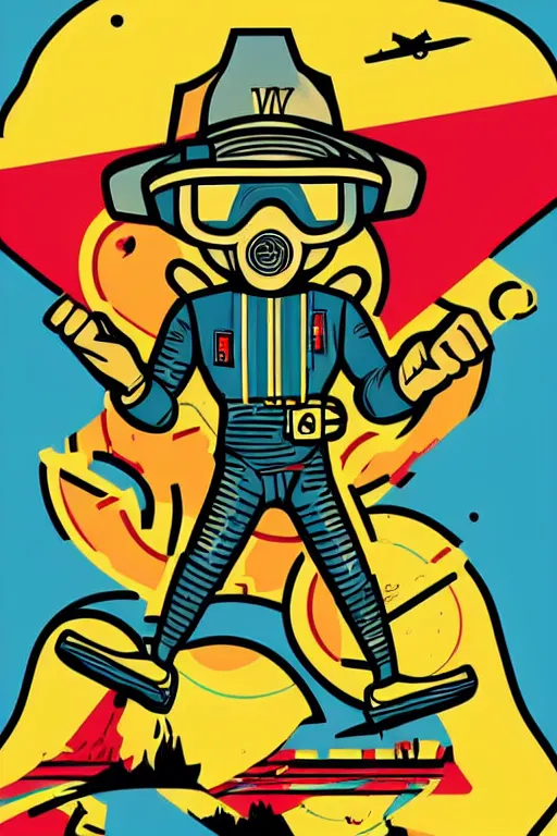 Image similar to fallout 7 6 retro futurist illustration art by butcher billy, sticker, colorful, illustration, highly detailed, simple, smooth and clean vector curves, no jagged lines, vector art, smooth andy warhol style