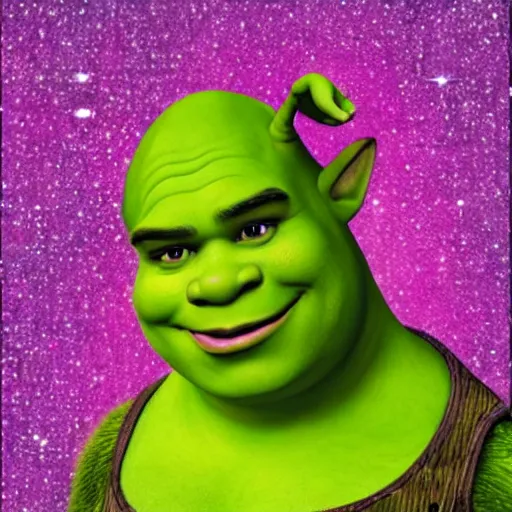 Image similar to shrek, lisa frank style