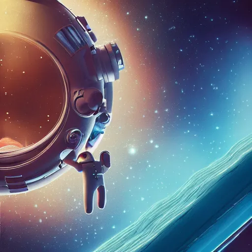 Image similar to an ornate cinematic portrait of an astronaut entering the micro atom realm of the microscopic multiverse with a tiny micro spaceship, cinematic lighting, under a microscope, trending on Artstation, highly detailed, insane details