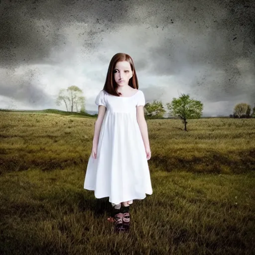 Prompt: portrait of girl dressed in white clothes countryside country style country house fantasy character portrait