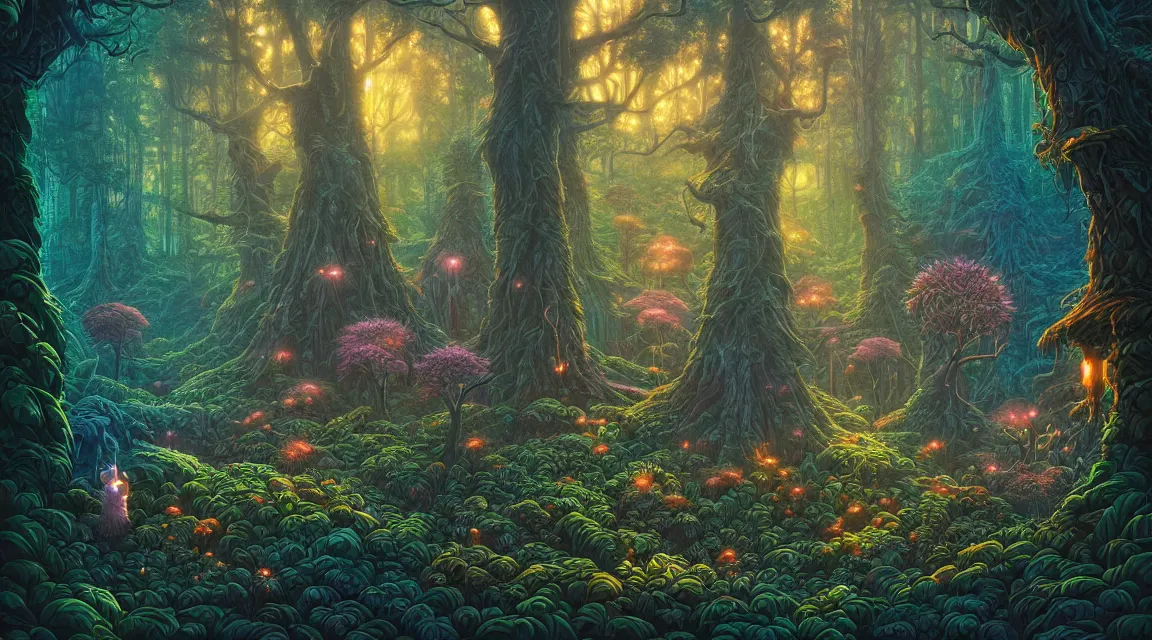 Image similar to fantasy forest. macro. dan mumford beeple. michael cheval. anato finnstark. naomi okubo.