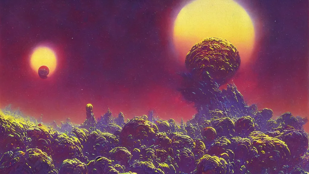 Image similar to strange alien planet by Paul Lehr and Bruce Pennington