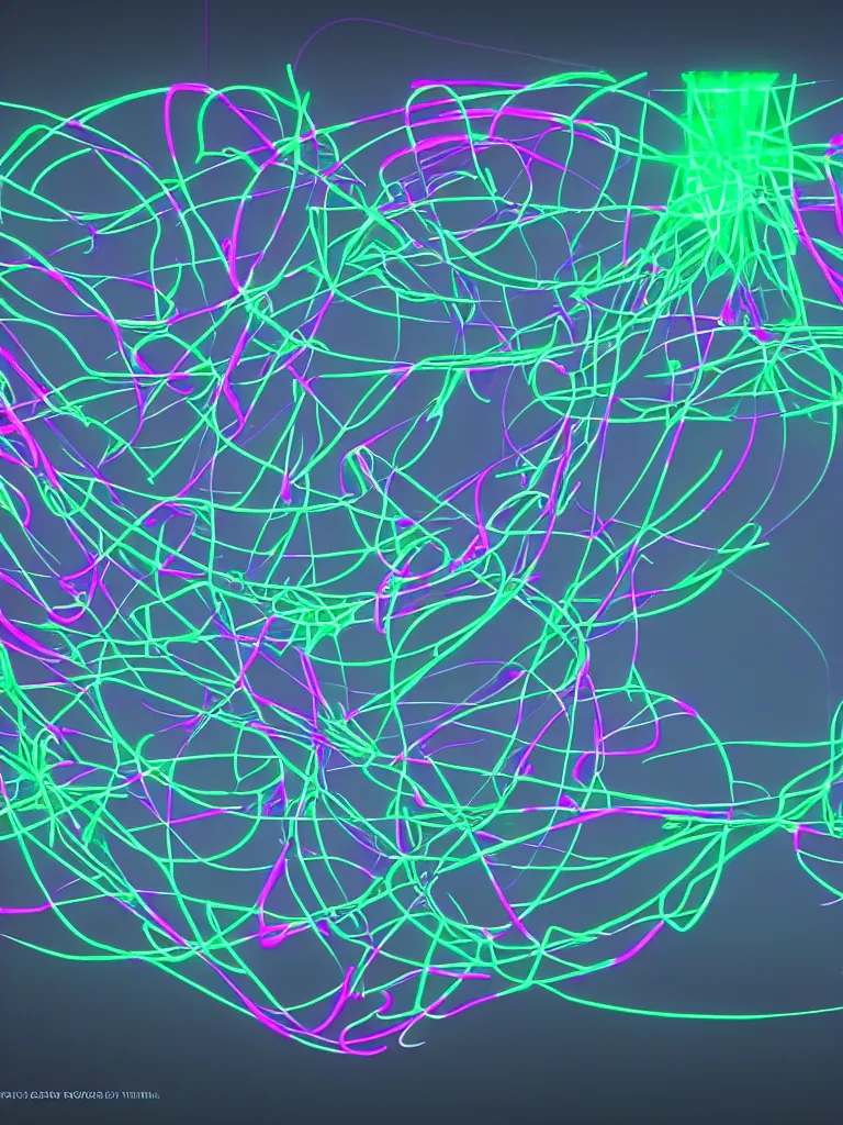 Prompt: neon glowing neural network by disney concept artists, blunt borders, rule of thirds
