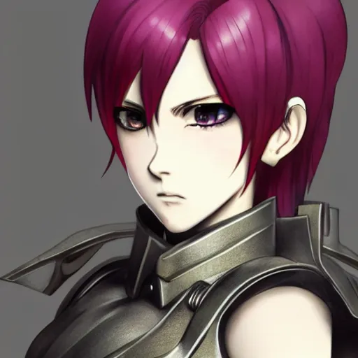 Image similar to Sakura Matou as a sister of battle from 40k, realistic shaded, Ilya Kuvshinov, Rob Rey, Giuseppe Dangelico Pino, Kentaro Miura. Anime. Fine details face. Fine details armor.