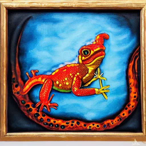 Image similar to fiery salamander alchemical painting