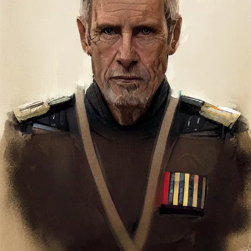 Image similar to portrait of a man by greg rutkowski, british features, straight jaw, short black hair, star wars expanded universe, he is about 6 0 years old, wearing uniform of the galactic alliance navy, highly detailed portrait, digital painting, artstation, concept art, smooth, sharp foccus ilustration, artstation hq