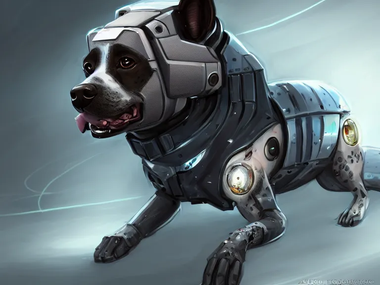 Prompt: cyborg dog, art by adrien roose, furaffinity, extremely detailed, digital painting, concept art, smooth, sharp focus, illustration, trending