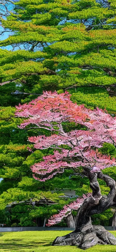 Image similar to “ a portrait photo of tyrannosaurus at a sakura tree, side shot, by shunji dodo, 8 k resolution, high quality ”