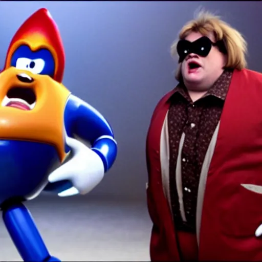 Image similar to Chris Farley playing Doctor Robotnik, in the new action-movie Sonic, full-cosplay