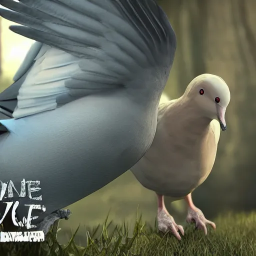 Prompt: a huge dove eating a small human, horror story, nightmare, high detail, realistic, unreal 5, award-winning.