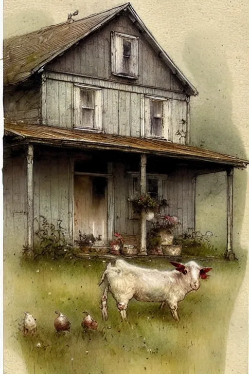 Image similar to ( ( ( ( ( 1 9 5 0 s farm house. muted colors. ) ) ) ) ) by jean - baptiste monge!!!!!!!!!!!!!!!!!!!!!!!!!!!!!!