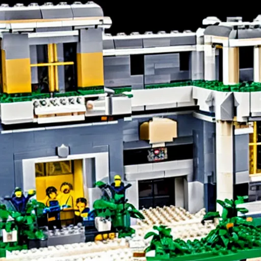 Prompt: mar - a - lago fbi raid lego set,