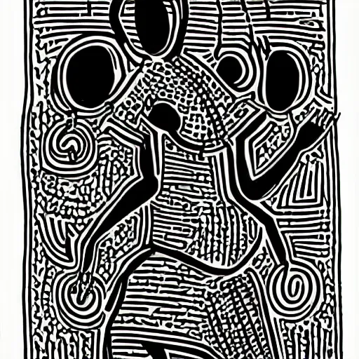 Prompt: a black woman, pregnant, by keith harring, intricate details, colorful, happy, bright