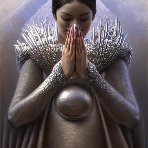 Image similar to a beautiful slay finger, reflective detailed textures, glittering silver ornaments, dark fantasy science fiction painting by diego rivera and jean delville and sam spratt and ruan jia and nicholas roerich and annie swynnerton, dramatic lighting, gleaming silver and soft muted colors, artstation, octane render