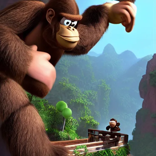 Prompt: donkey kong, photorealistic, unreal engine 5,