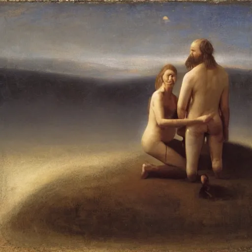 Image similar to the dream of the walrus and the human in oslo, by odd nerdrum, oil on canvas, 1 9 8 3, high resolution