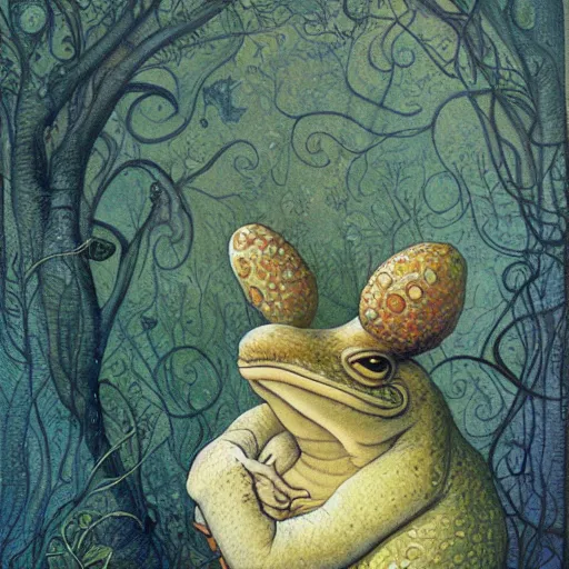 Prompt: Portrait of Toad, artwork by Daniel Merriam,