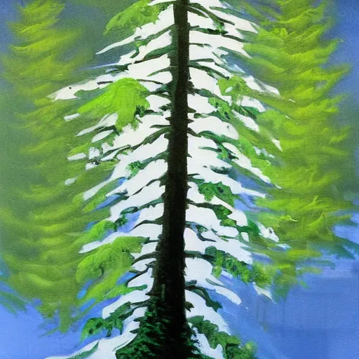 Image similar to conifer painted by bob ross