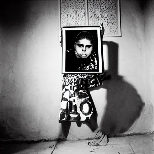 Image similar to A Moroccan McDonalds raver, portrait, by Jamel Shabazz, David Bailey, Derek Ridgers