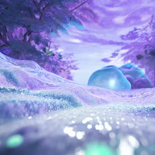 Prompt: vague antidescriptive acrylic vital exopoison fluid blob nier automata scenery artwork : nature dream vegetation magic density infinite, macro seminal dream points of icy, frozen vaporwave shards tempted to turn into a dream scenery, high quality topical render