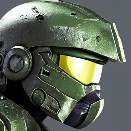 Prompt: master chief takes off helmet, revealing face