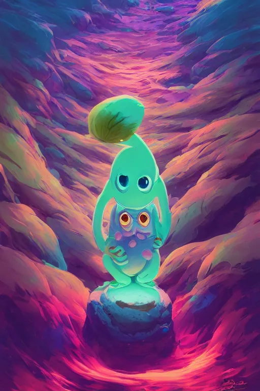 Image similar to smurf ghost creature animal sushi cristal very big eye roots cactus elemental flush of force nature micro world fluo fishscale, behance hd by jesper ejsing, by rhads, makoto shinkai and lois van baarle, ilya kuvshinov, rossdraws radiating a glowing aura global illumination ray tracing hdr