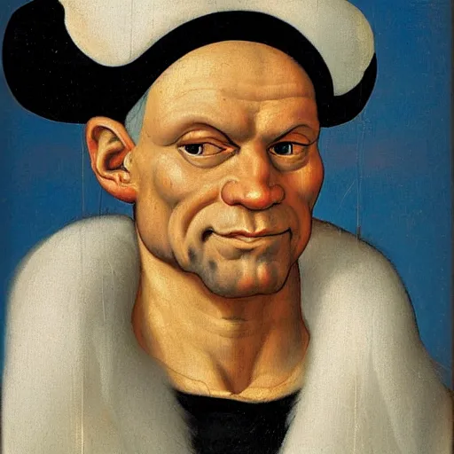 Prompt: a renaissance style portrait painting of Popeye