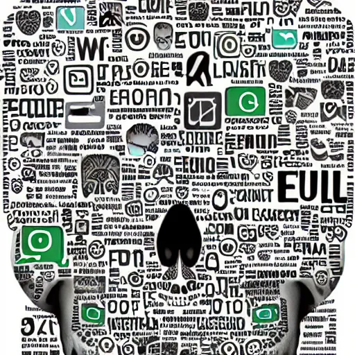 Image similar to whatsapp and instagram messages collage in the shape of a skull