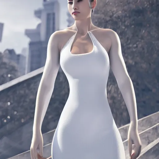 Image similar to muscular oiled woman wearing white ao dai back, fat, ultra realistic, concept art, intricate details, highly detailed, photorealistic, octane render, 8 k, unreal engine.