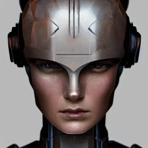 Image similar to symmetry, headpiece, portrait of a droid, renaissance style, star wars character, volumetric lights, sci - fi, blade runner, trending on artstation, sharp focus, studio photo, intricate details, highly detailed, by greg rutkowski