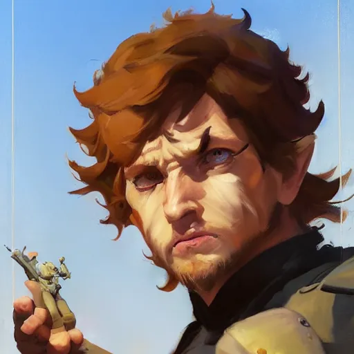 Image similar to greg manchess portrait painting of bilbo beutlin as overwatch character, medium shot, asymmetrical, profile picture, organic painting, sunny day, matte painting, bold shapes, hard edges, street art, trending on artstation, by huang guangjian and gil elvgren and sachin teng