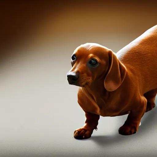 Prompt: a daschund looking in a mirror and seeing a cat reflected back, hyper realistic, 4k,