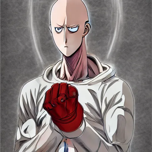 Image similar to anatomical, labelled, medical drawing of saitama, one punch man anime style