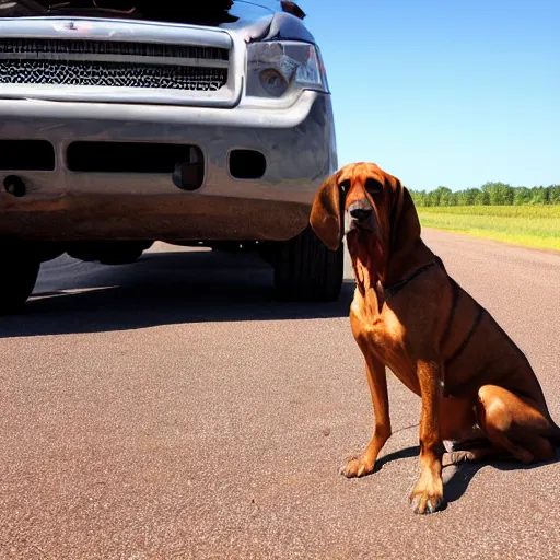 Prompt: bloodhound holding shotgun in alabama