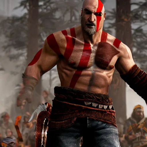 Image similar to quentin tarantino in the video game god of war